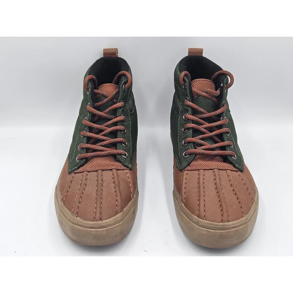 Vans Sk8 Hightop Leather Green Canvas Boots Women’s Size 8 / Men’s 6.5